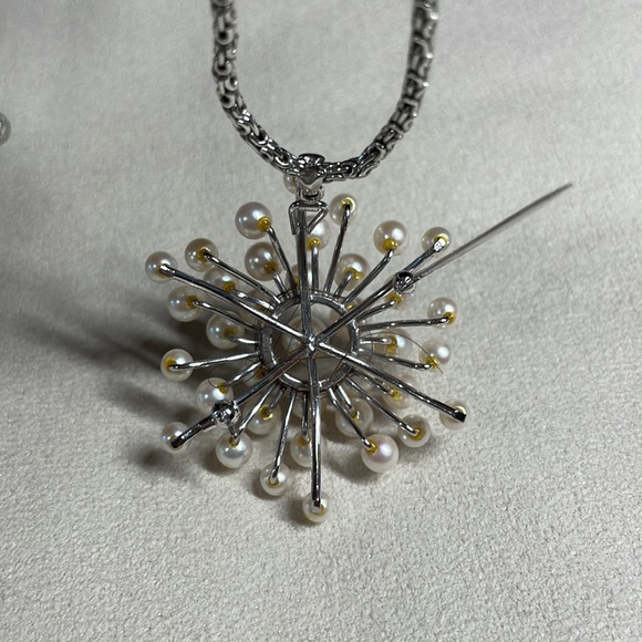 14K White Gold Vintage Mid-Century South Sea Cultured Pearl Pendant/Brooch - Picture 9 of 13